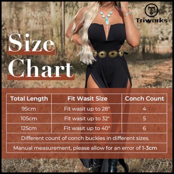 Western Concho Belt Adjustable Leather Boho Cowgirl Style for Jeans Dresses main image 4